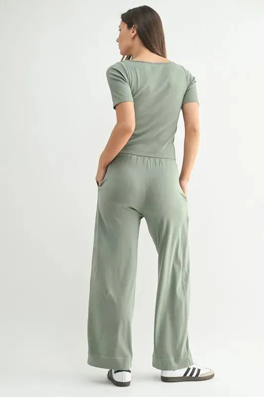 MONO B Vintage Ease Pima Cotton Tee and Pants Set