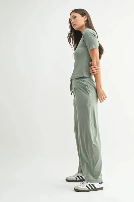 MONO B Vintage Ease Pima Cotton Tee and Pants Set