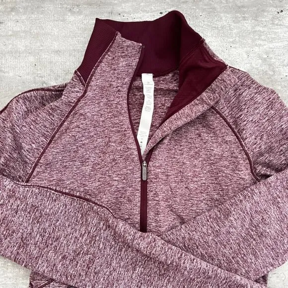 NWOT Lululemon Always Alert 1/2 Zip Running Casual Top Heathered Garnet Red 4