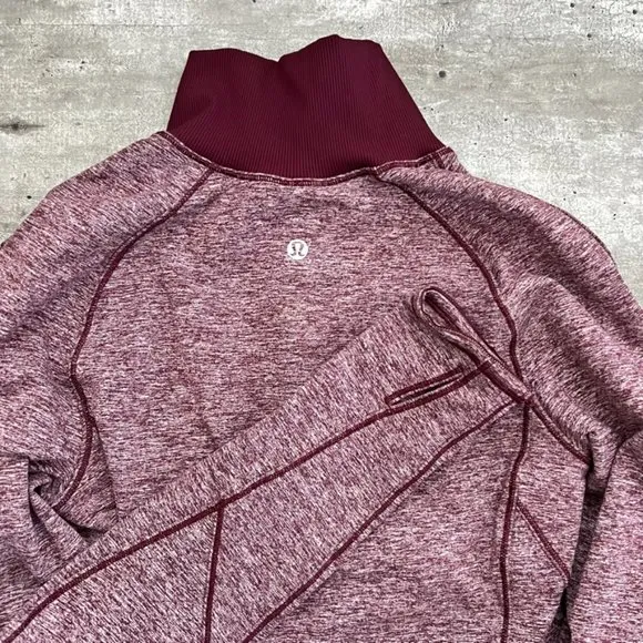 NWOT Lululemon Always Alert 1/2 Zip Running Casual Top Heathered Garnet Red 4