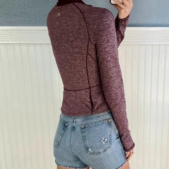 NWOT Lululemon Always Alert 1/2 Zip Running Casual Top Heathered Garnet Red 4