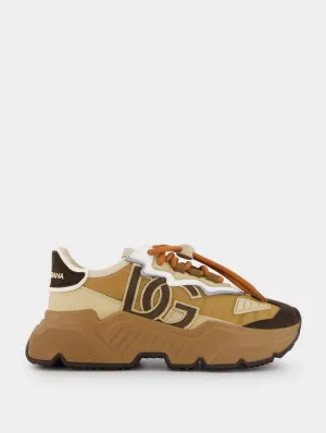 Panelled Drawstring Embossed Logo Sneakers