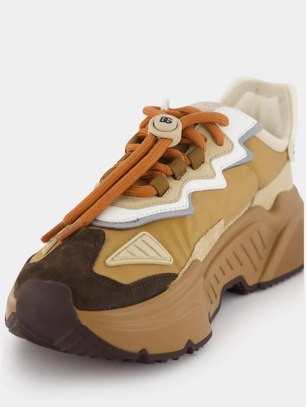 Panelled Drawstring Embossed Logo Sneakers