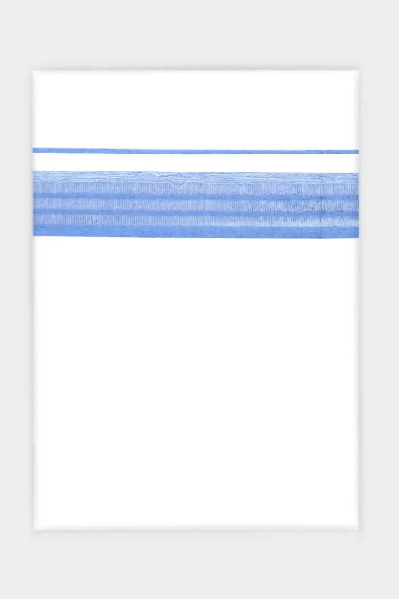 Pleasant Navya - Mild Blue Smooth Cotton Double Layered Dhoti With Fancy Borders | Uathayam