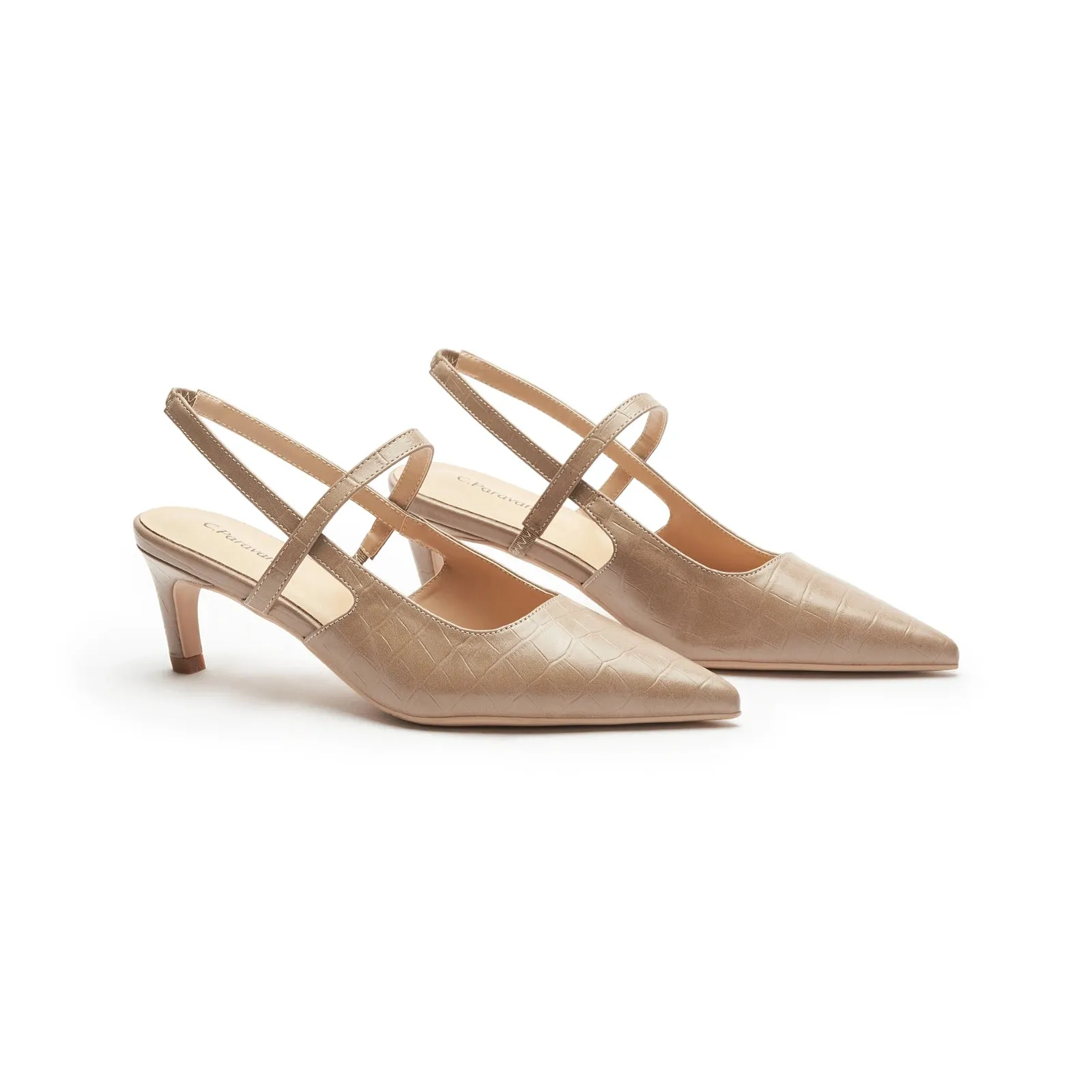 Pointed Toe Print Slingbacks (Helen)