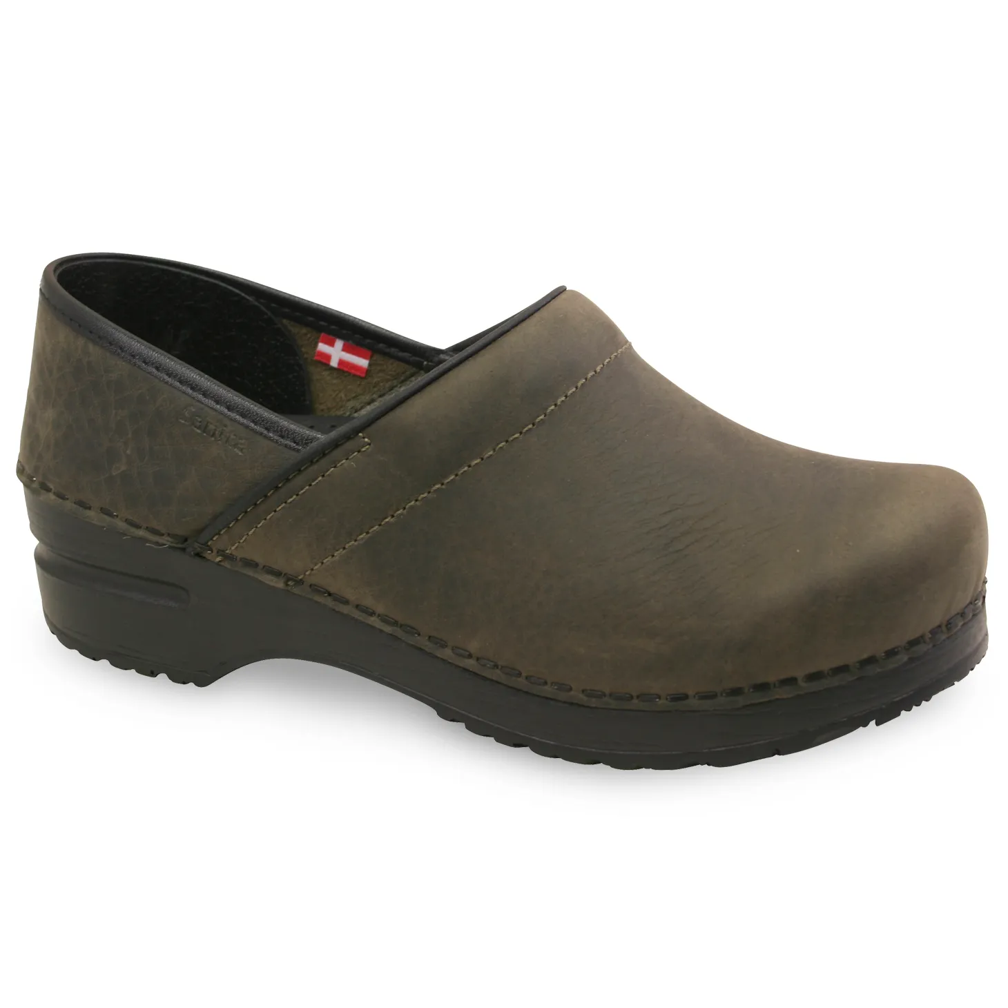 Pro. Oiled Leather Women's Clog in Olive