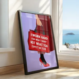 "I Work Hard" Motivational Poster – Bold Woman Series