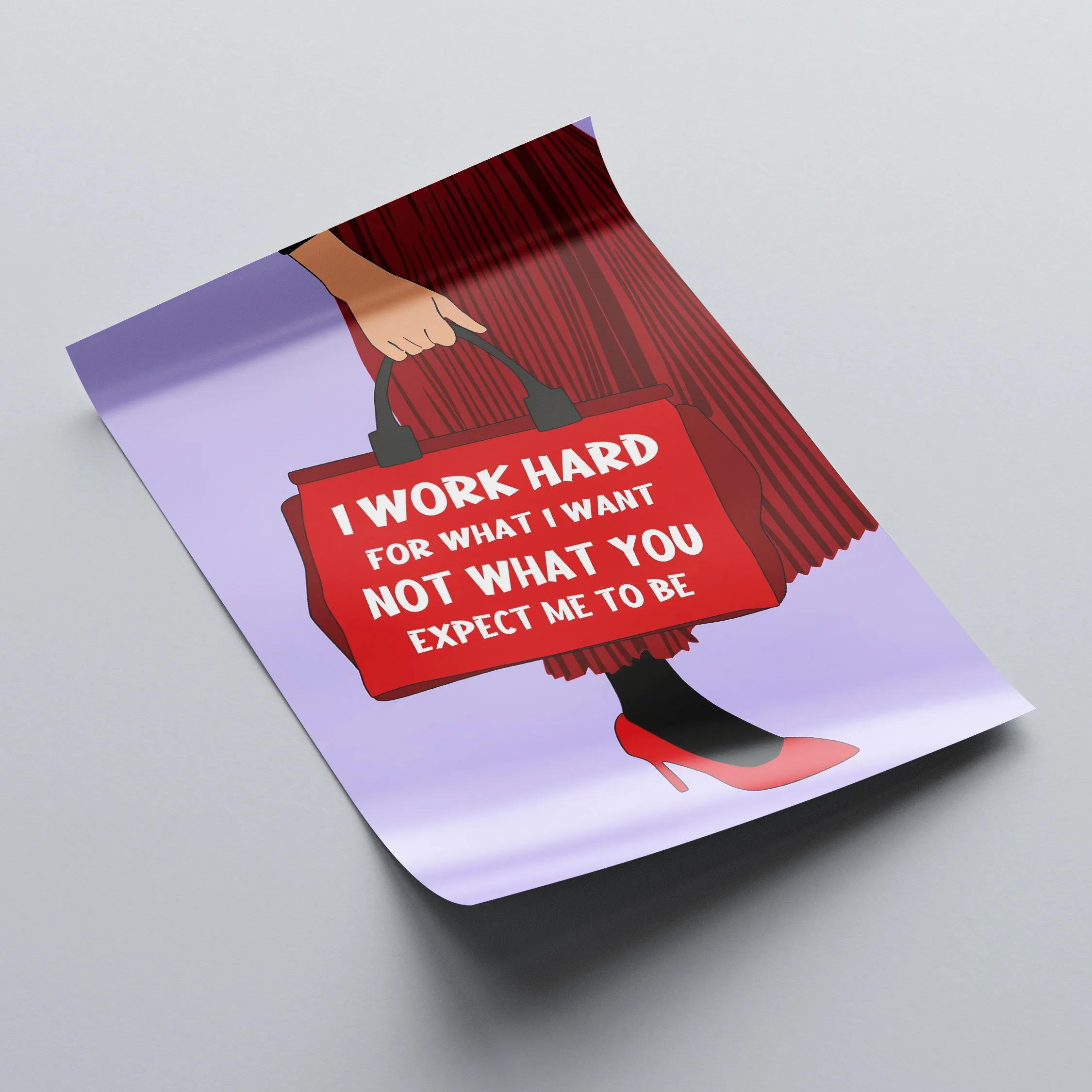 "I Work Hard" Motivational Poster – Bold Woman Series