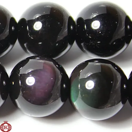 Rainbow Obsidian Beads Smooth Round
