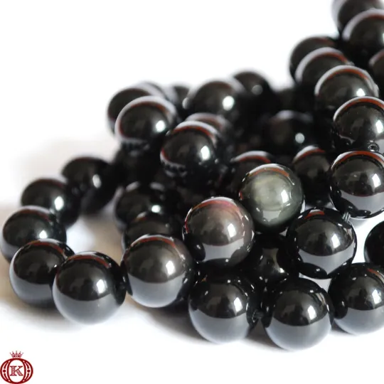 Rainbow Obsidian Beads Smooth Round