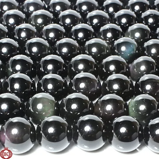 Rainbow Obsidian Beads Smooth Round