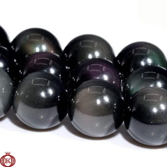 Rainbow Obsidian Beads Smooth Round