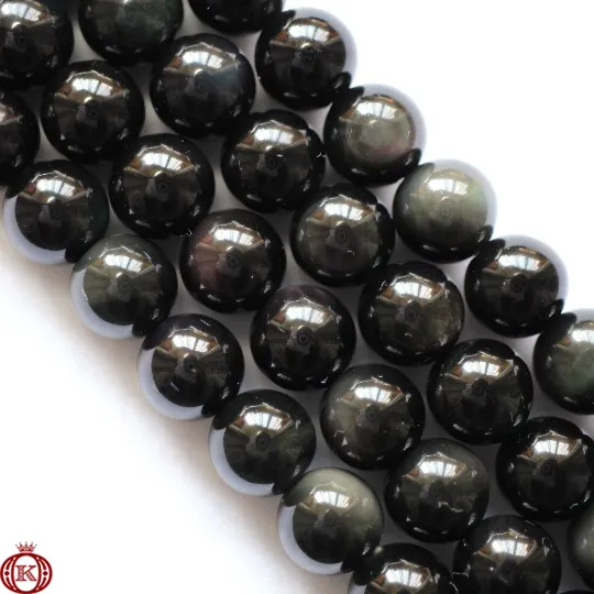 Rainbow Obsidian Beads Smooth Round