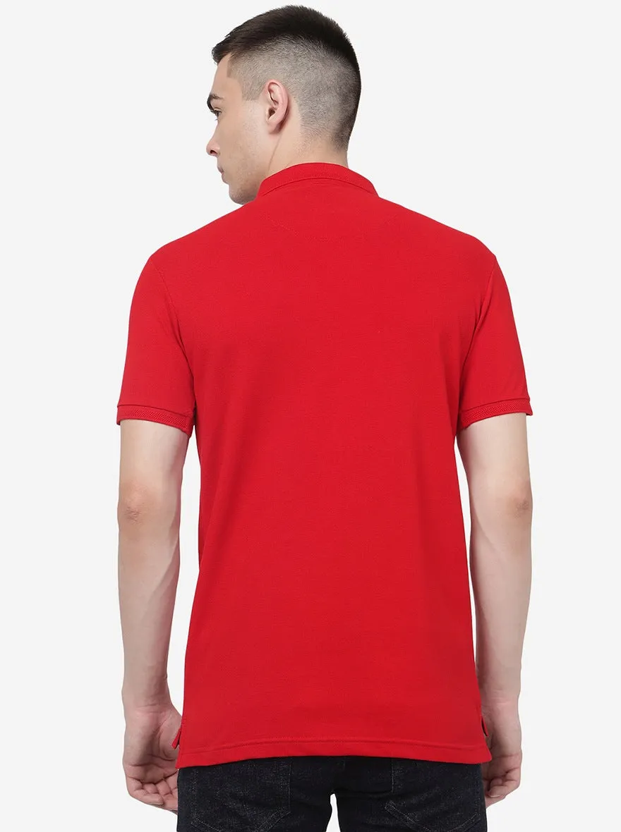 Red Solid Slim Fit Polo T-Shirt | JadeBlue