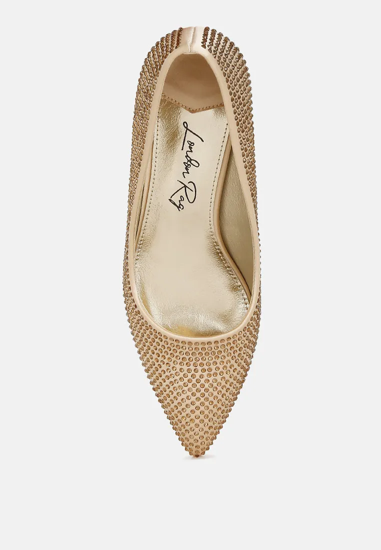 Rhinestones Embellished Kitten Heel Pumps By RAG