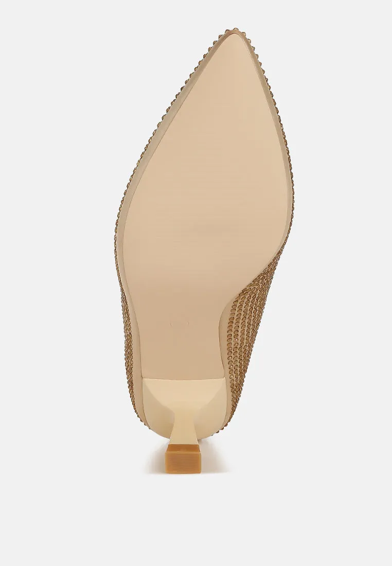 Rhinestones Embellished Kitten Heel Pumps By RAG