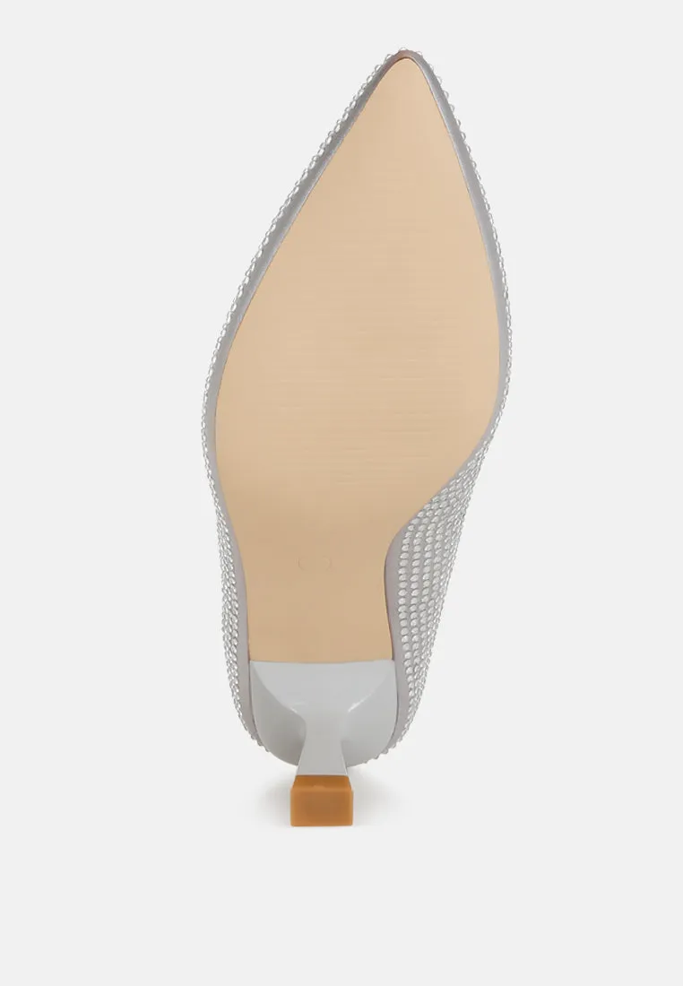 Rhinestones Embellished Kitten Heel Pumps By RAG