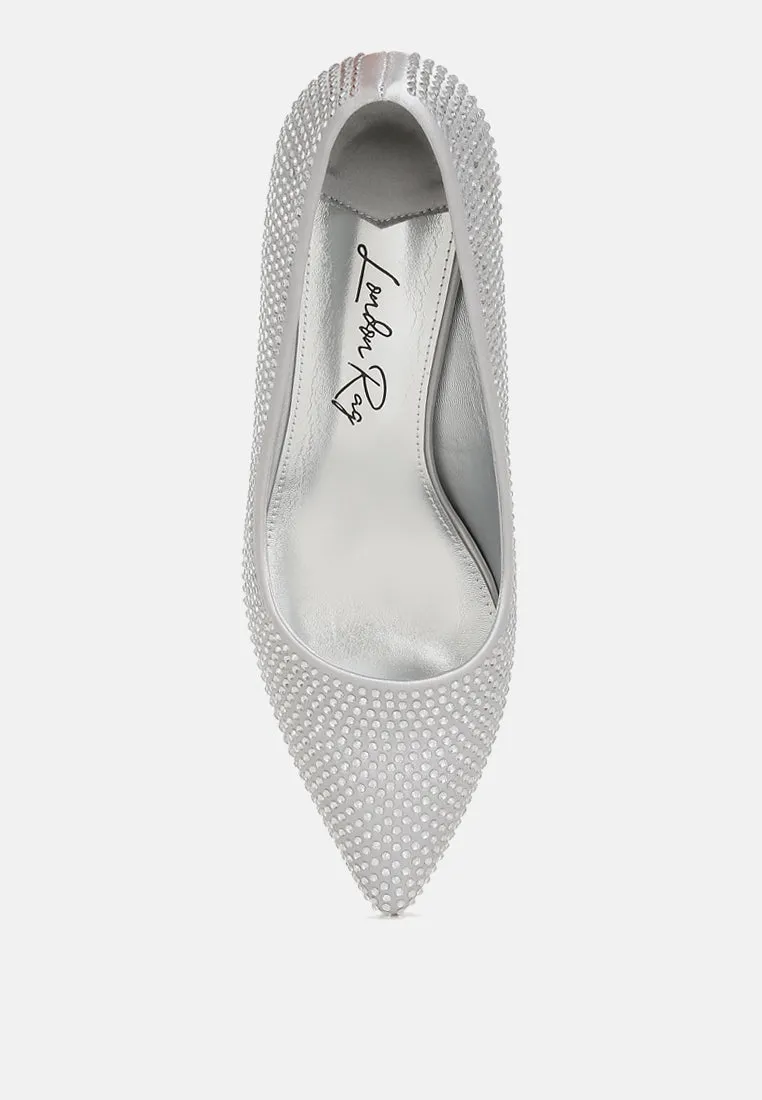 Rhinestones Embellished Kitten Heel Pumps By RAG