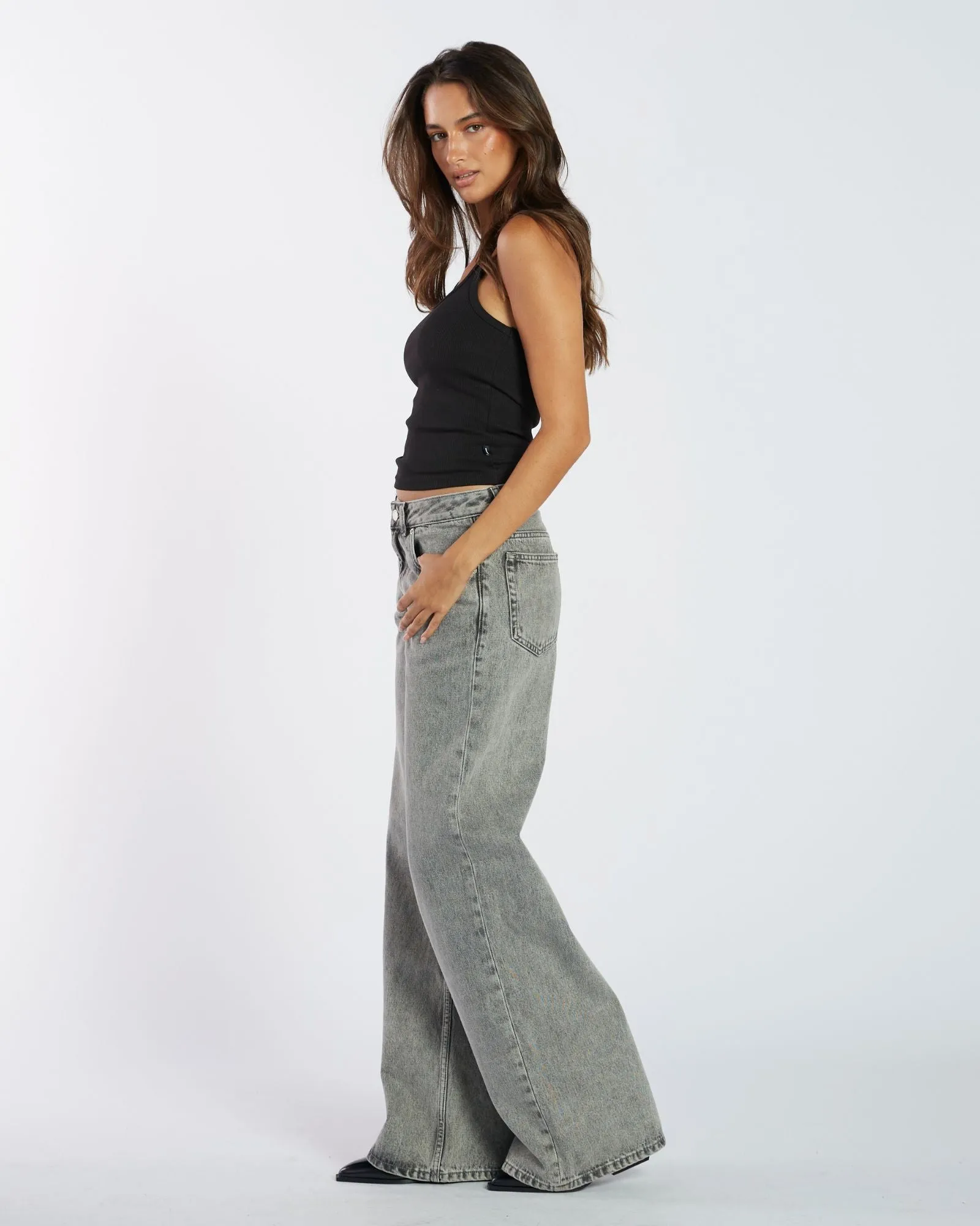 Rhue Wide Jeans - Ash Grey