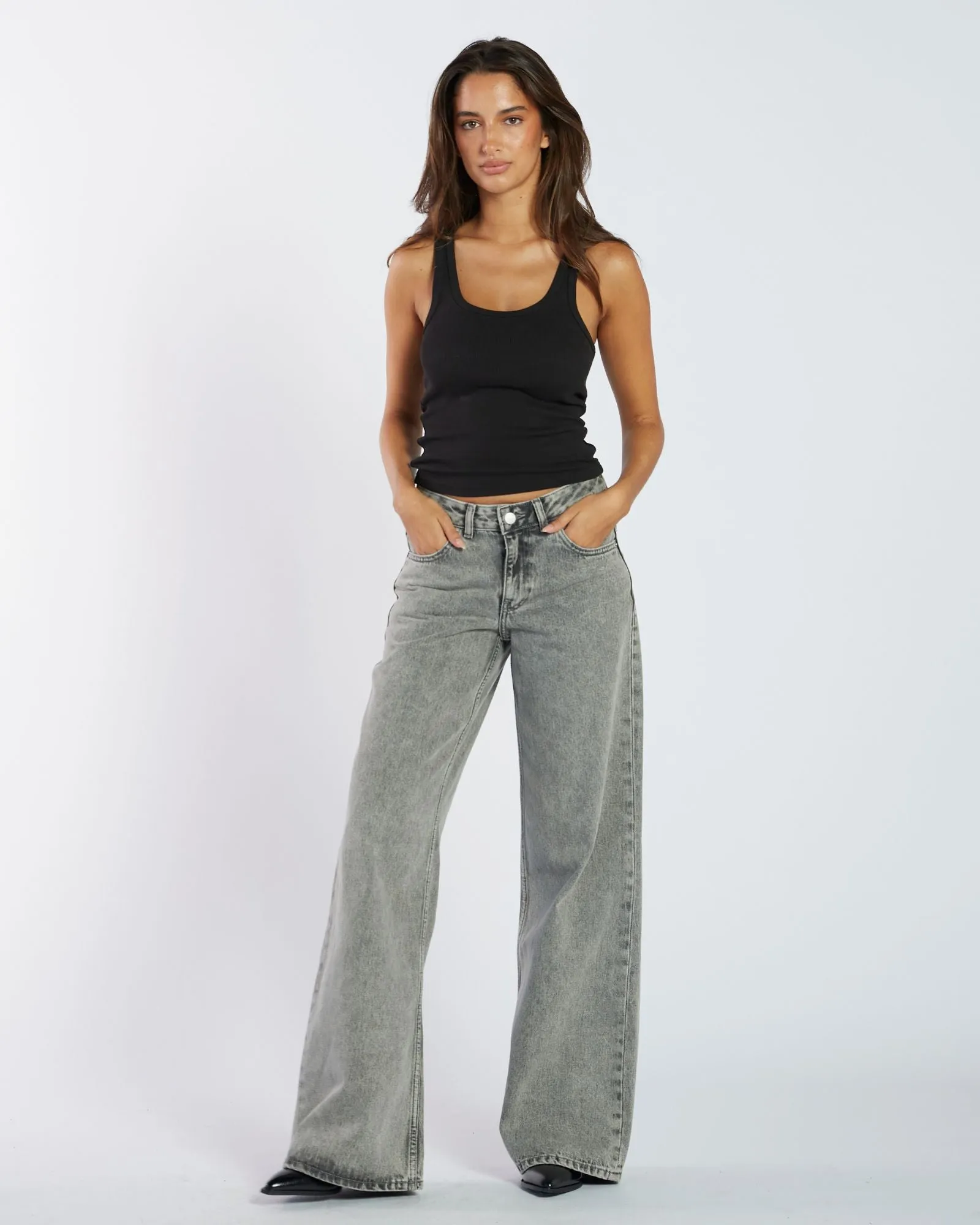 Rhue Wide Jeans TALL - Ash Grey