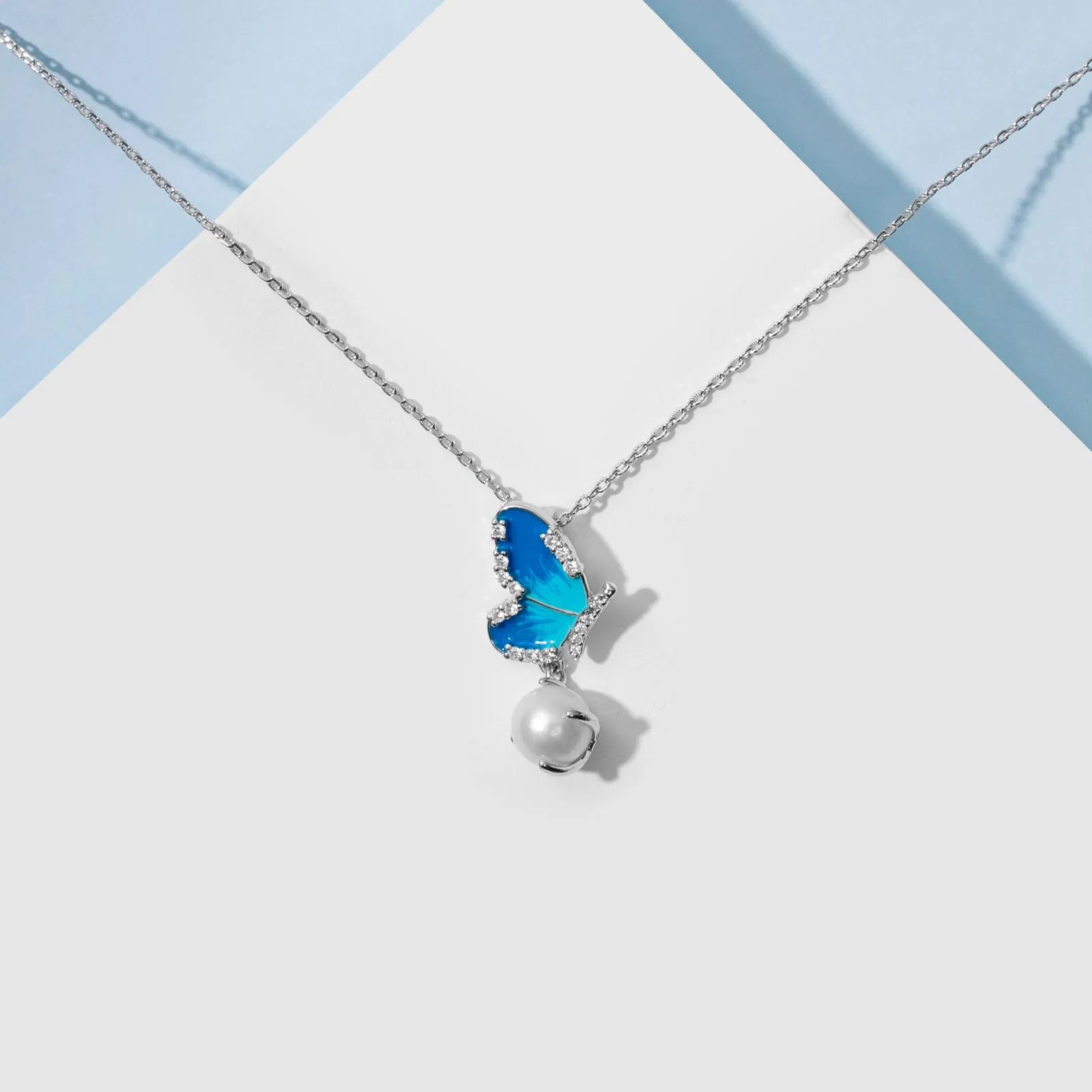 SHINE WAVE BLUE ENAMEL PENDANT