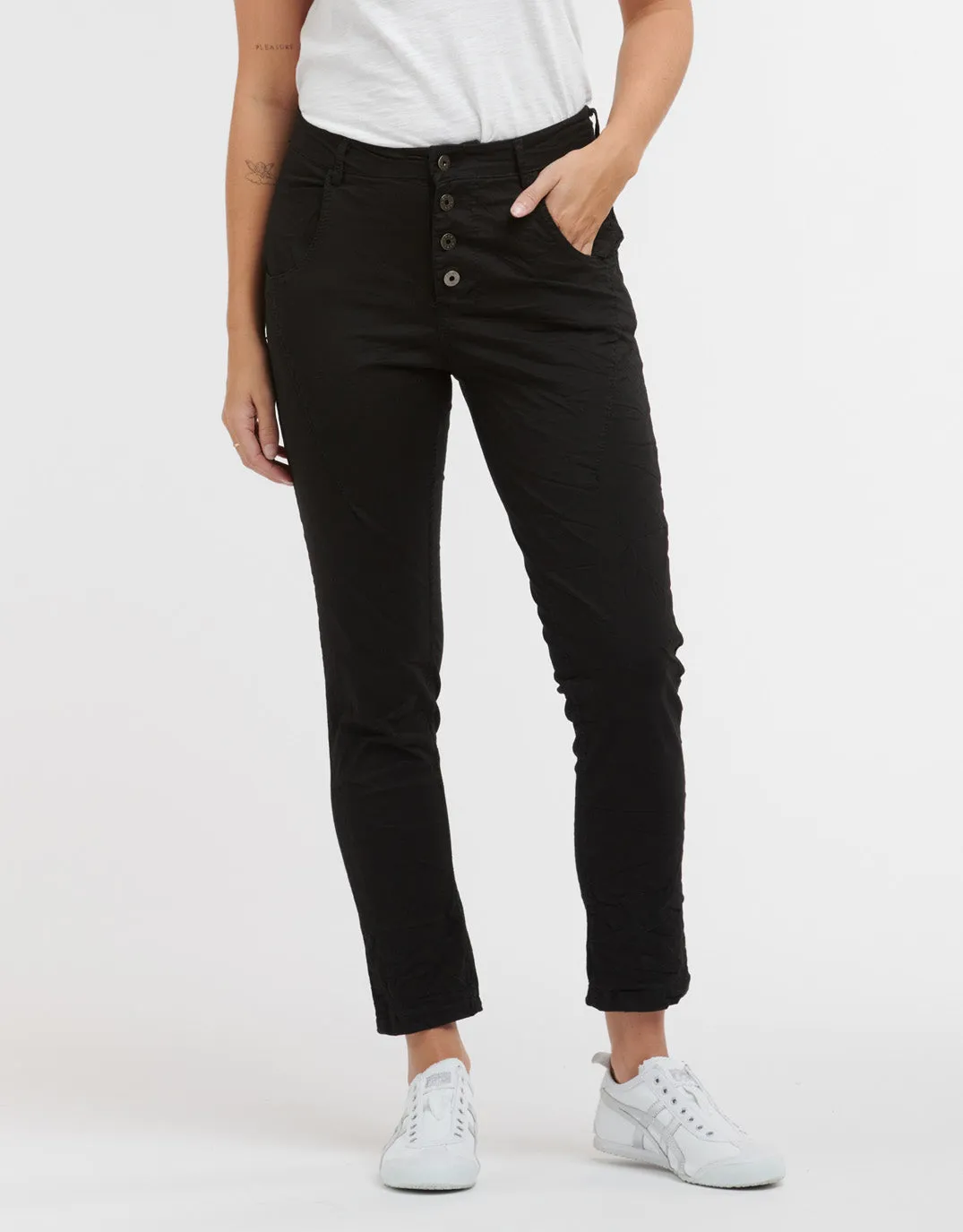 Signature Jersey Denim Pants - Black