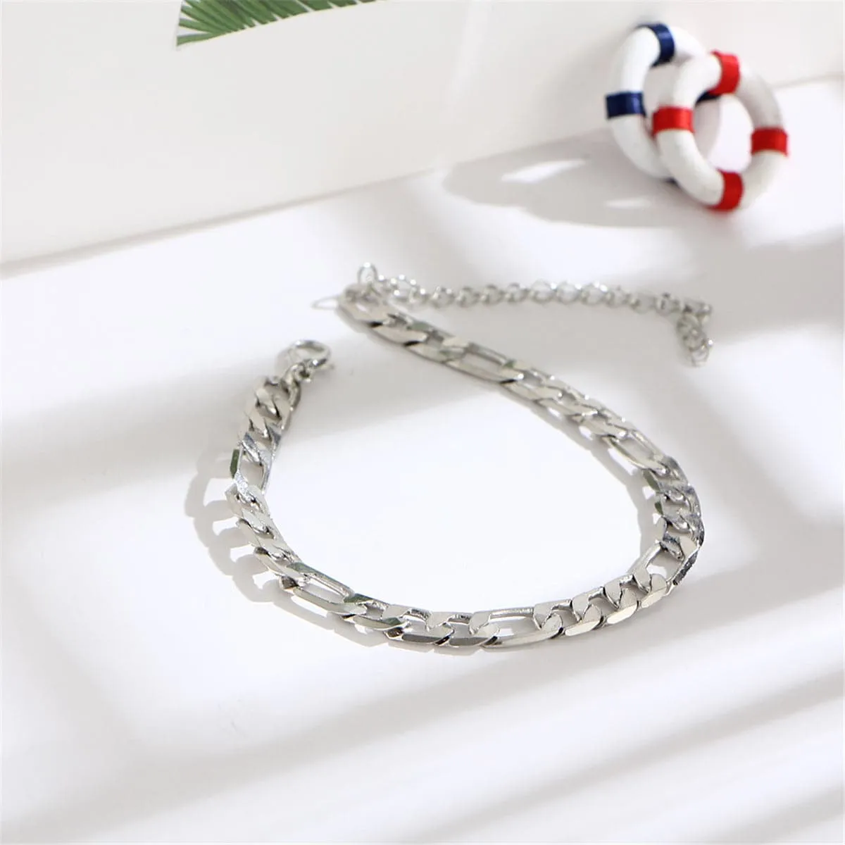 Silver-Plated Figaro Chain Anklet