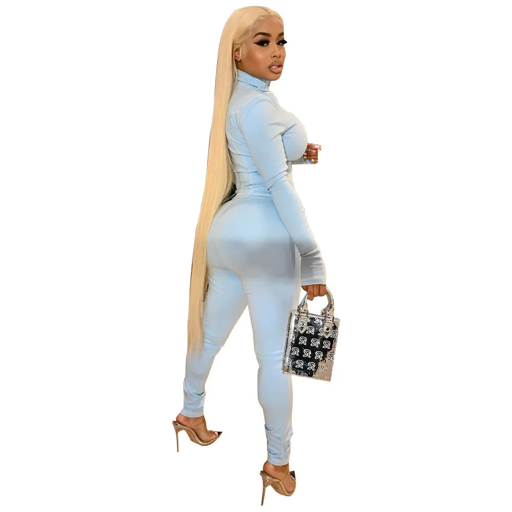 Sleek Long Sleeve Slim Fit Sporty Two-Piece Tracksuit