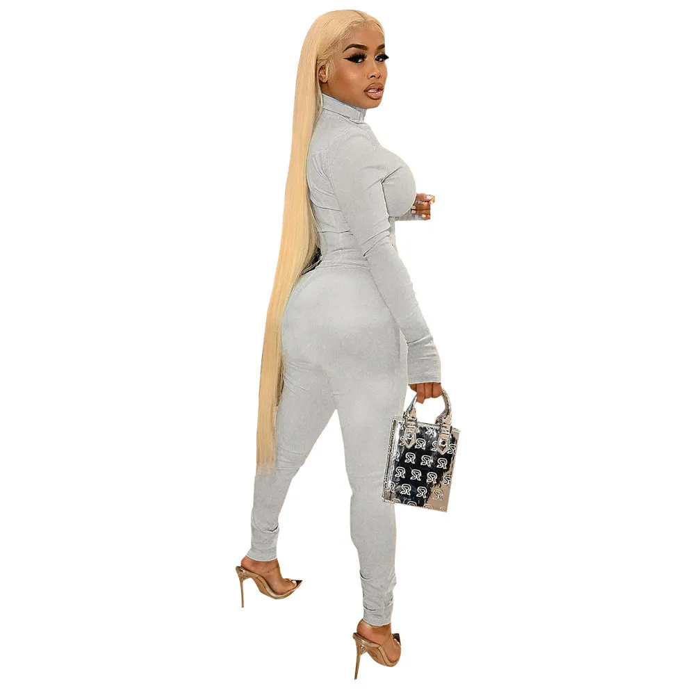 Sleek Long Sleeve Slim Fit Sporty Two-Piece Tracksuit