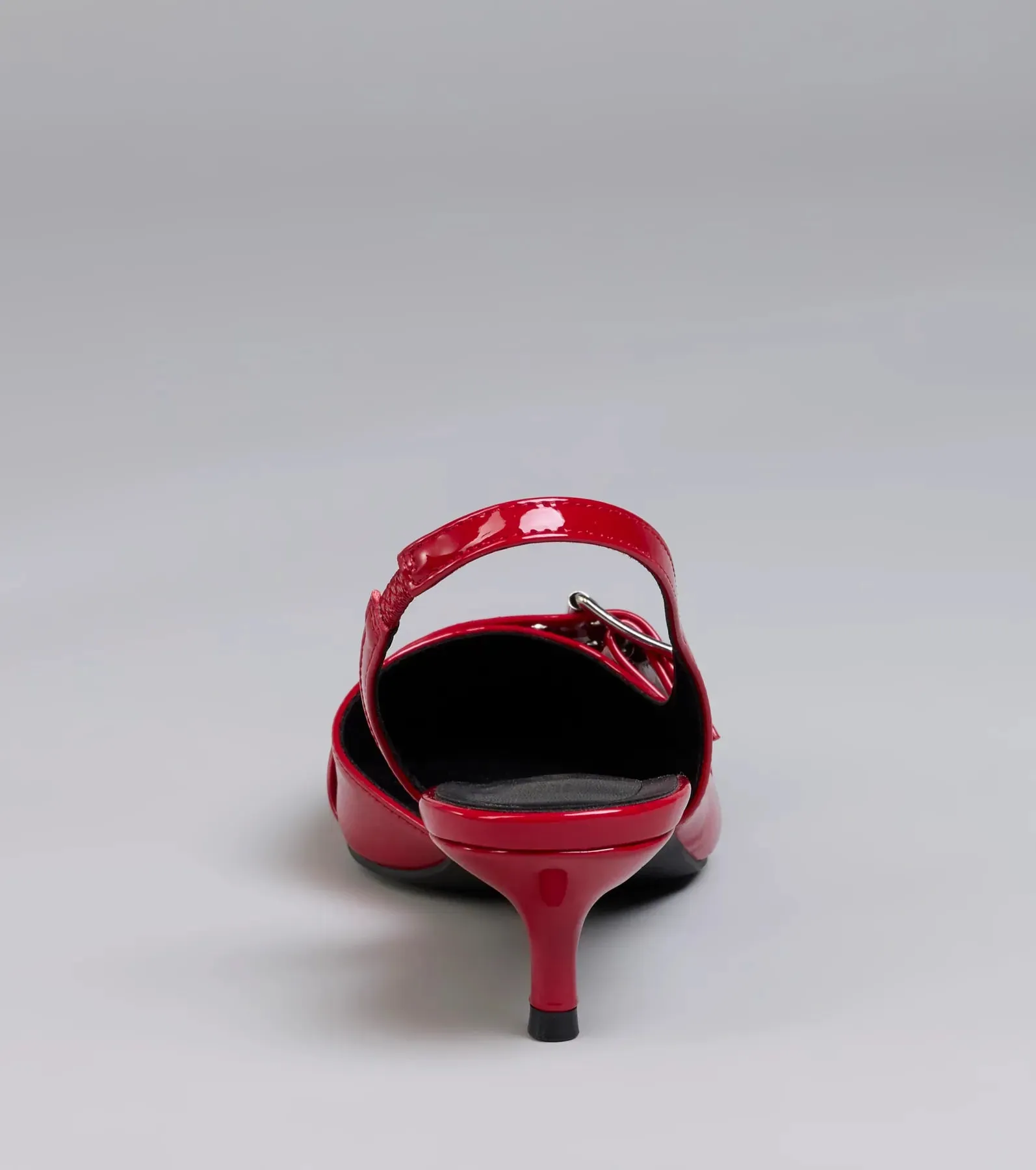 Sleek Trendy Buckle Strap Slingback Kitten Heels