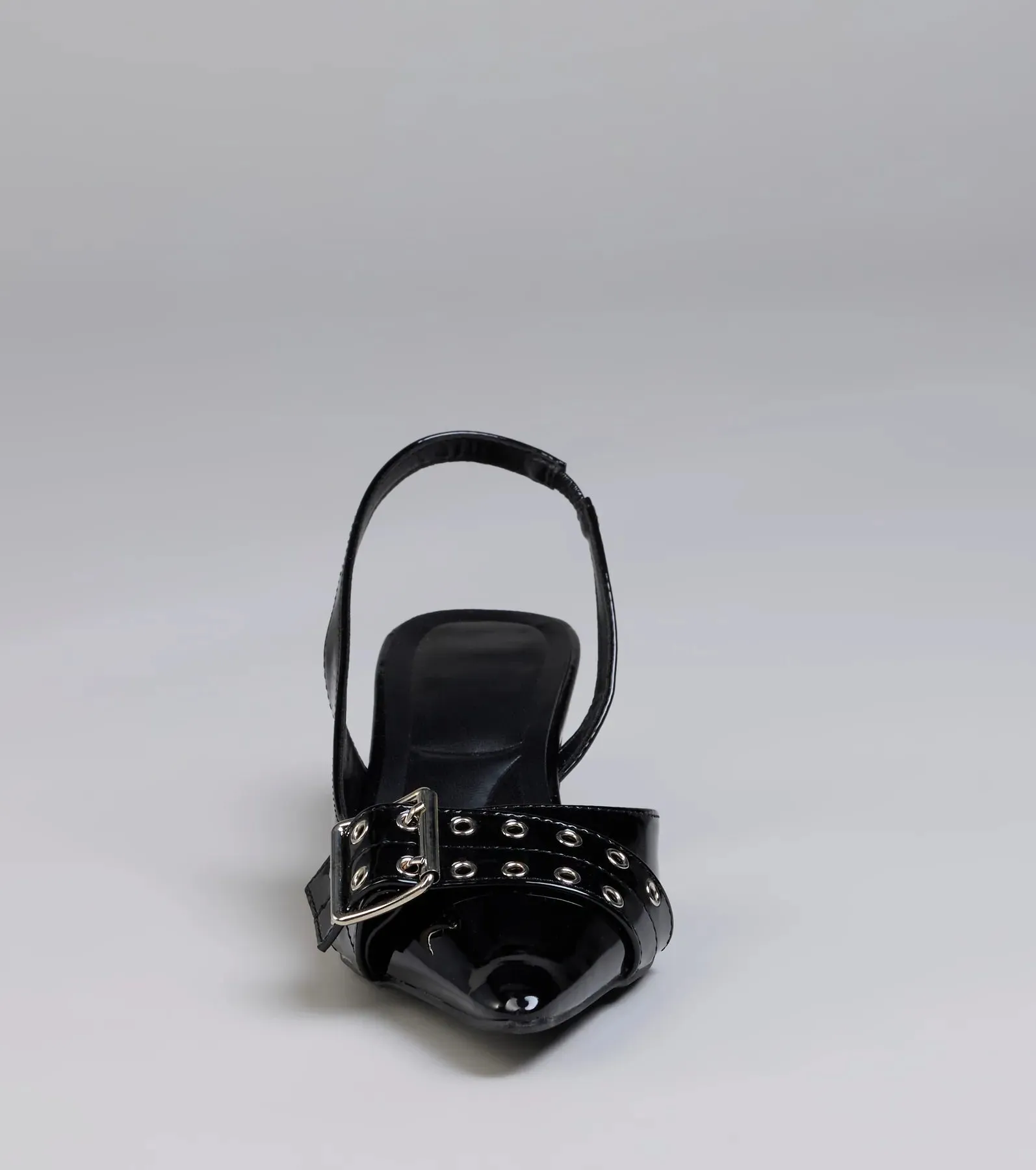 Sleek Trendy Buckle Strap Slingback Kitten Heels