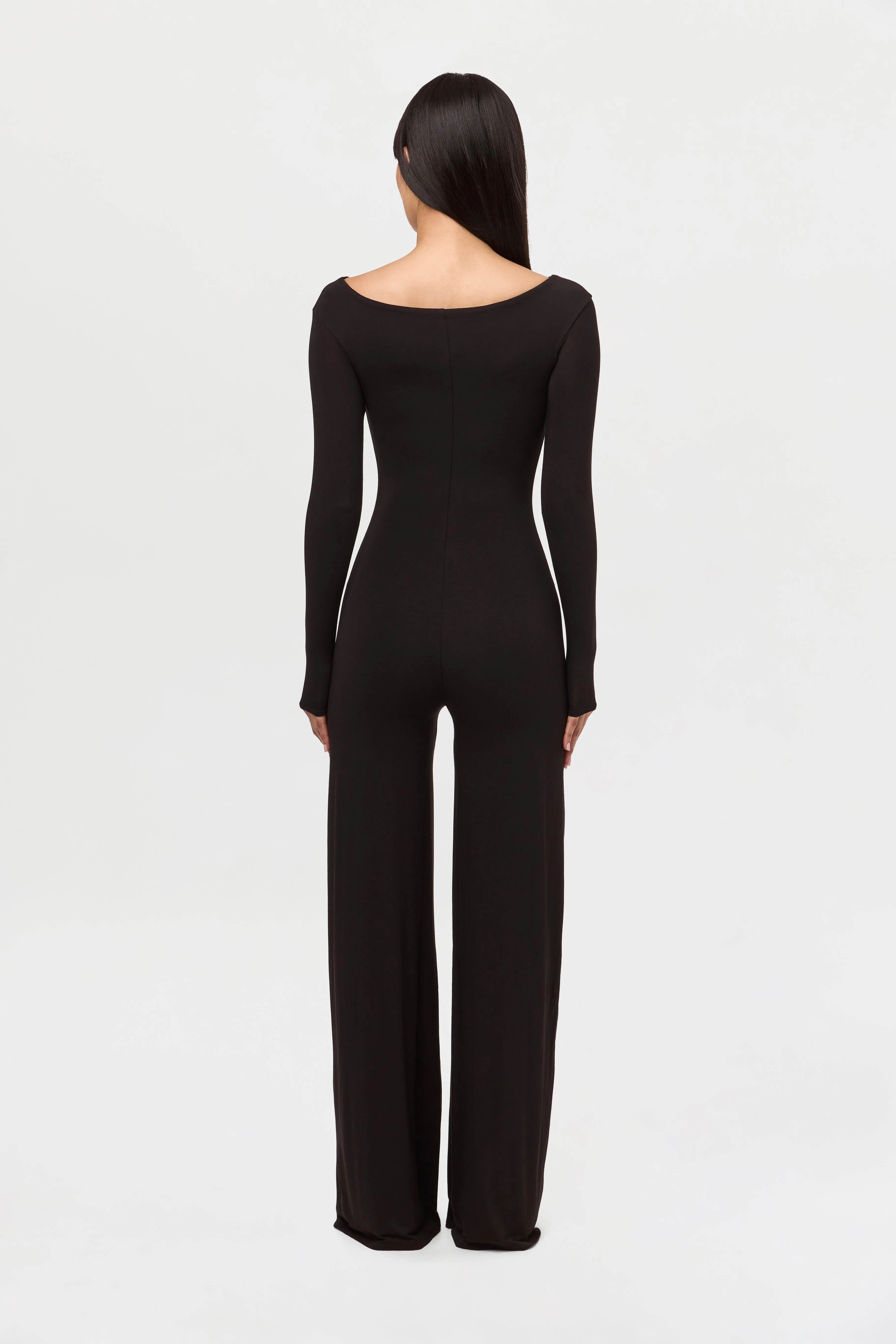 Smooth Boatneck Wide Leg Jumpsuit