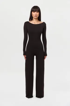 Smooth Boatneck Wide Leg Jumpsuit