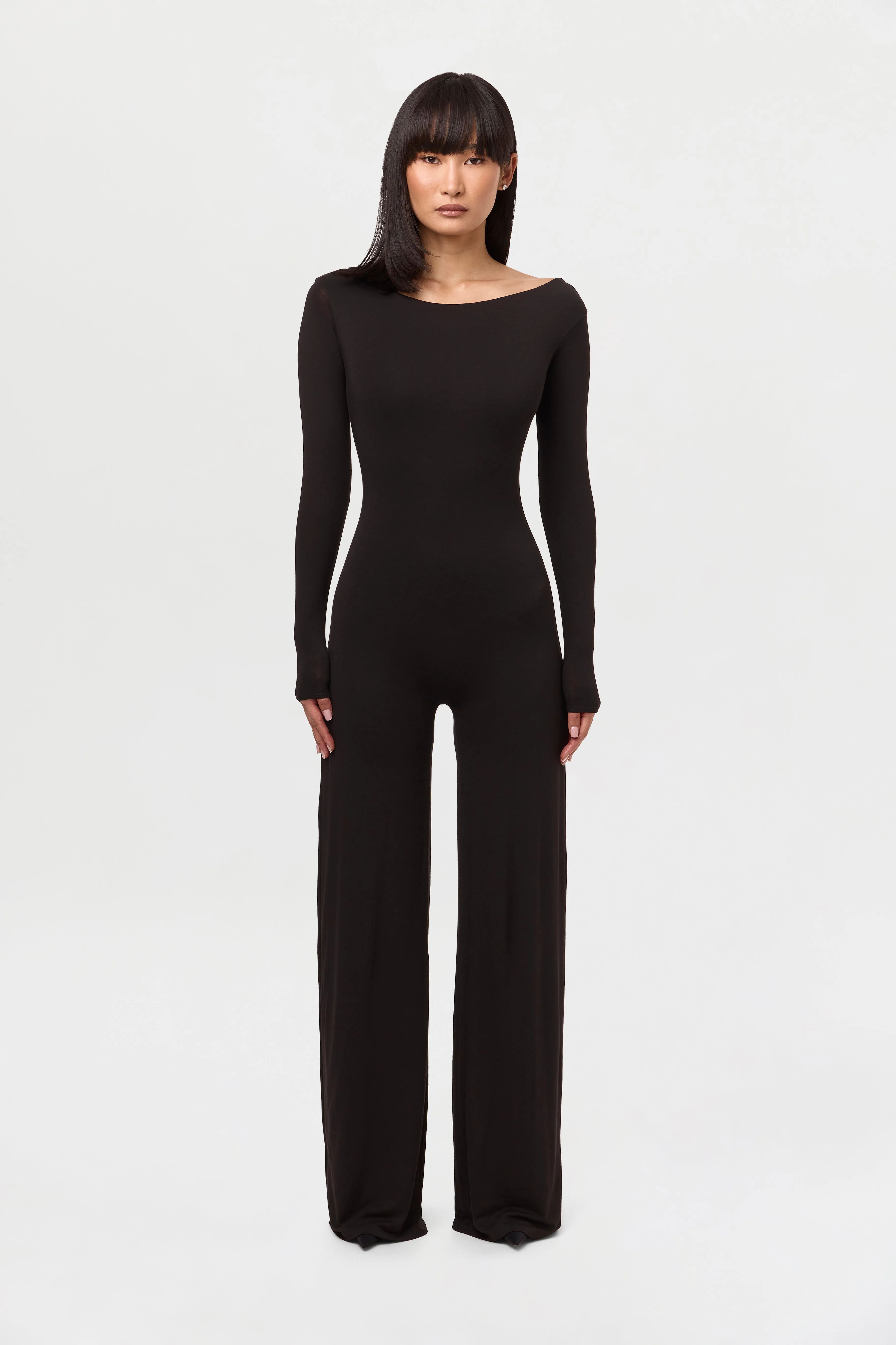 Smooth Boatneck Wide Leg Jumpsuit