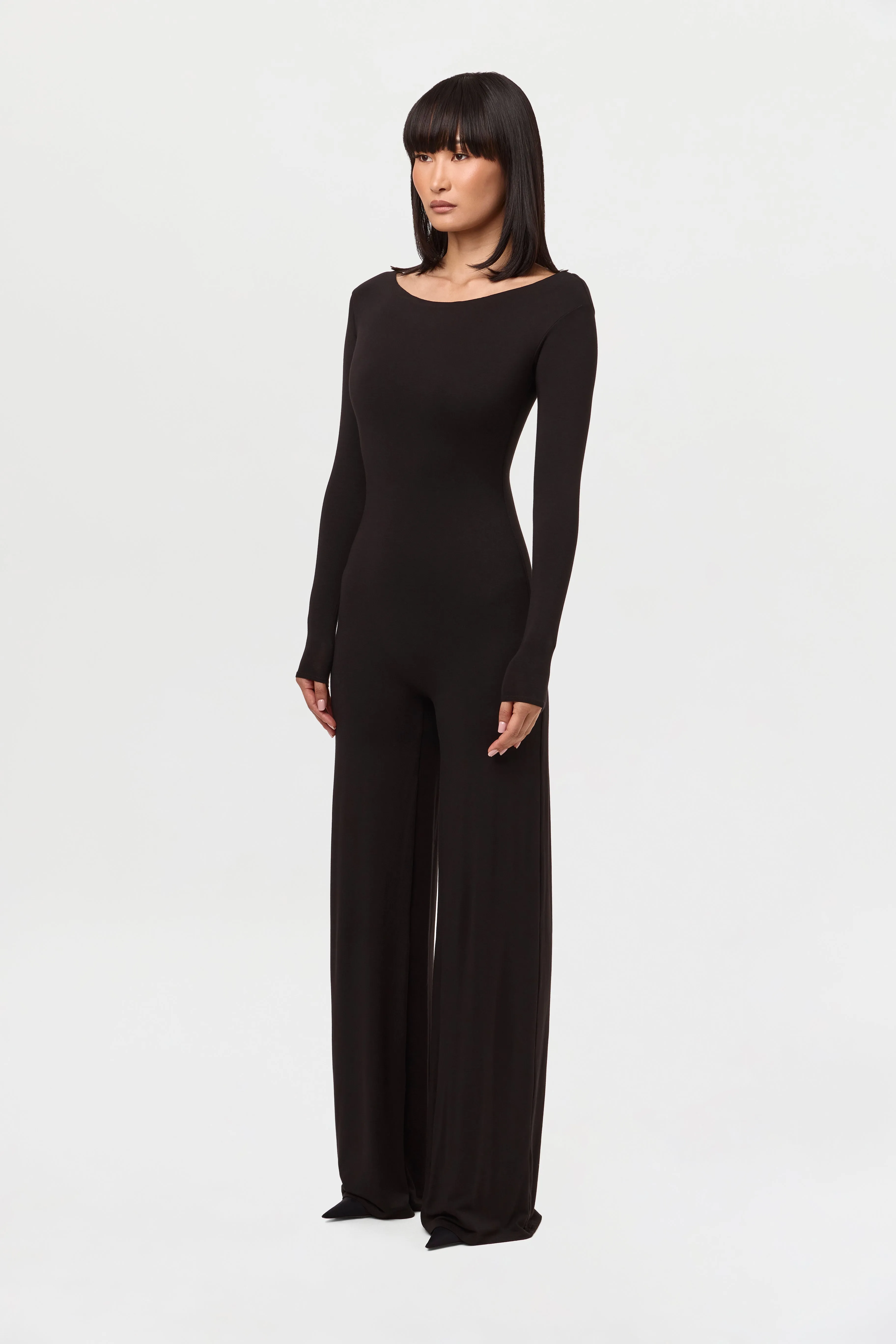 Smooth Boatneck Wide Leg Jumpsuit