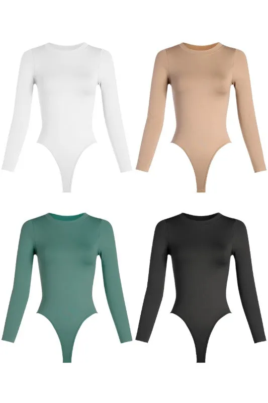 Smooth Crewneck Long Sleeve Bodysuit