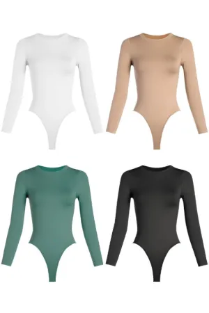 Smooth Crewneck Long Sleeve Bodysuit