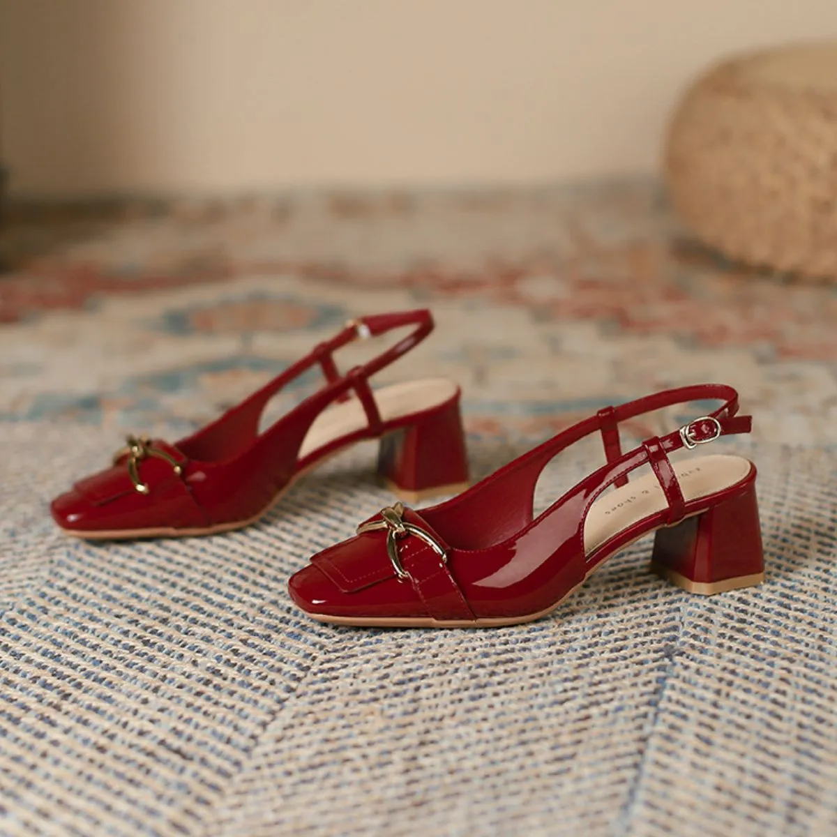 Square Toe Block Heels Pumps
