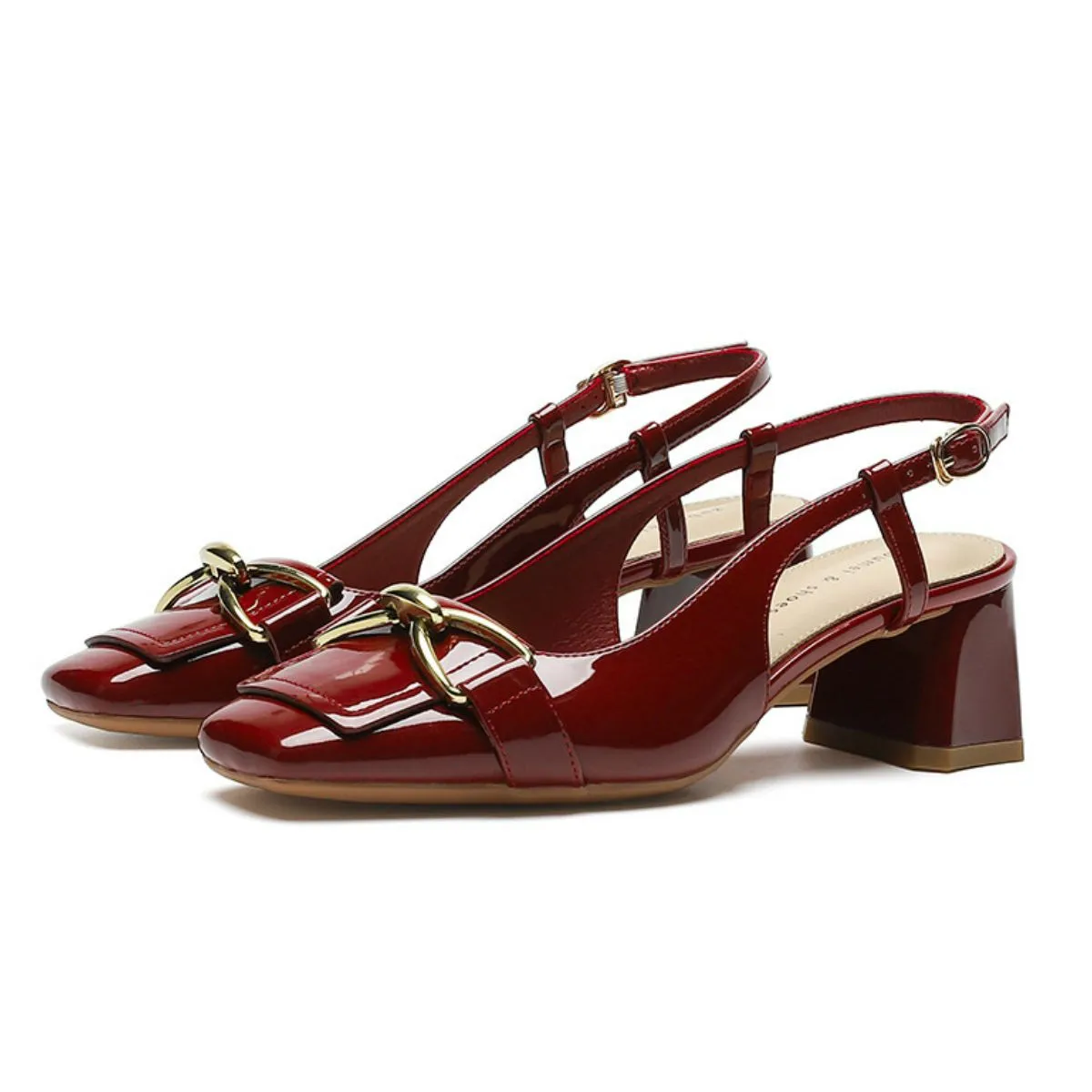 Square Toe Block Heels Pumps