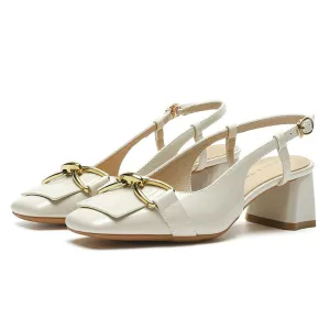 Square Toe Block Heels Pumps