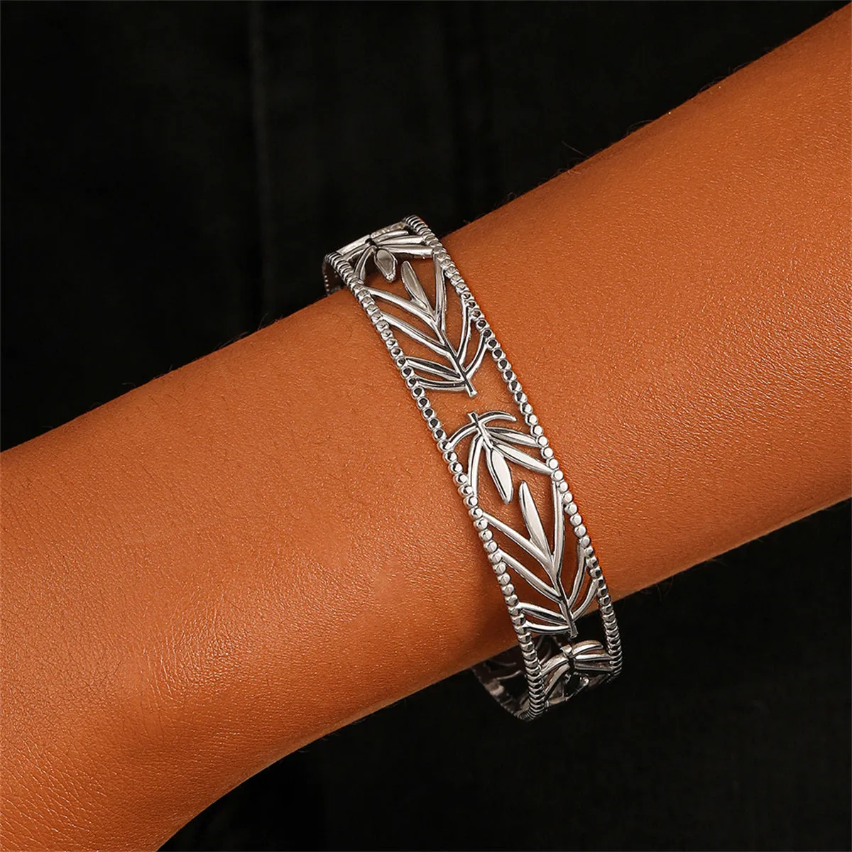 Stainless Steel Botanical Cuff