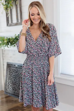 Summer Celebration Floral Dress- Black