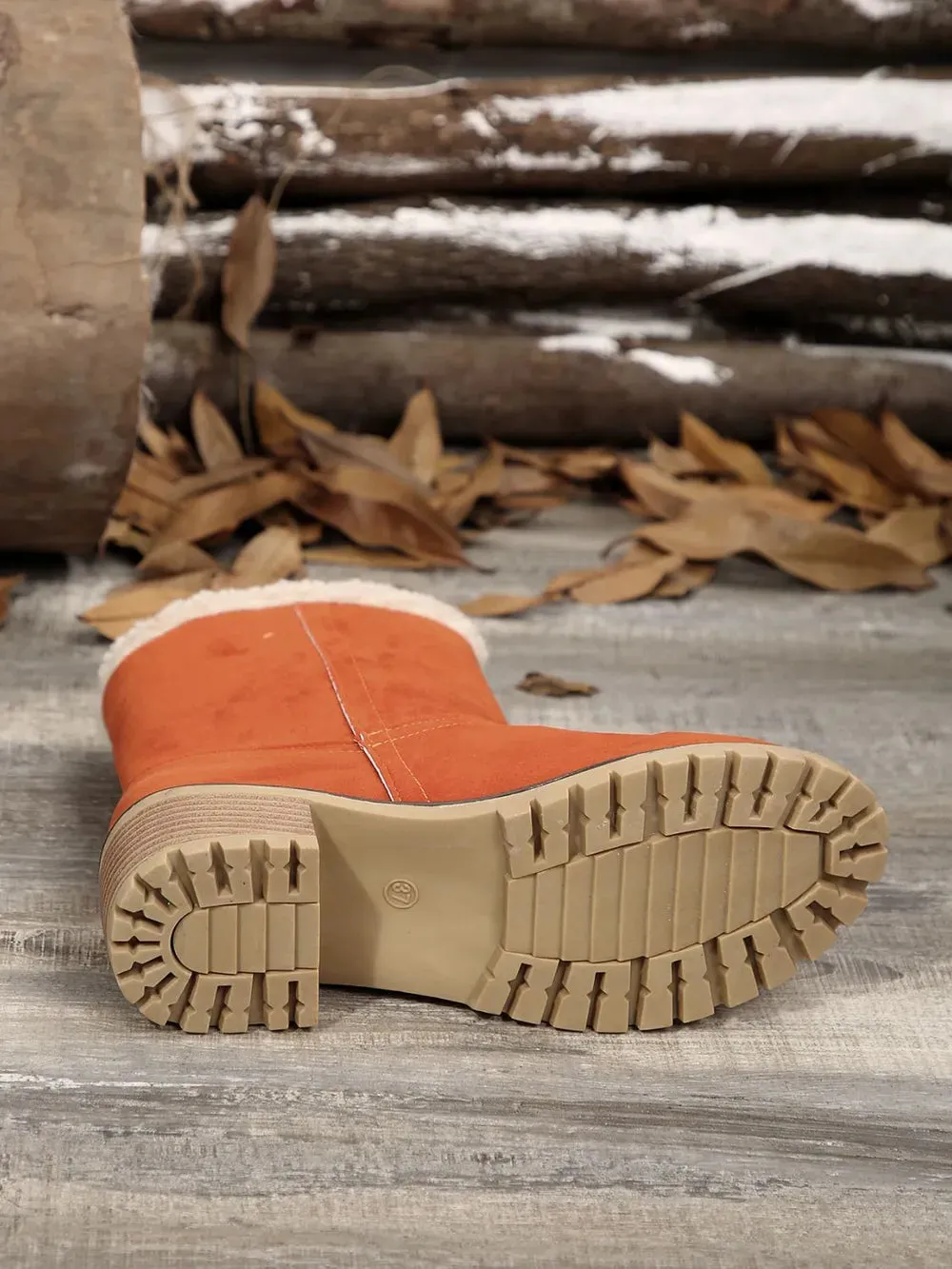 Thermal Fuzzy Block Heel Boots