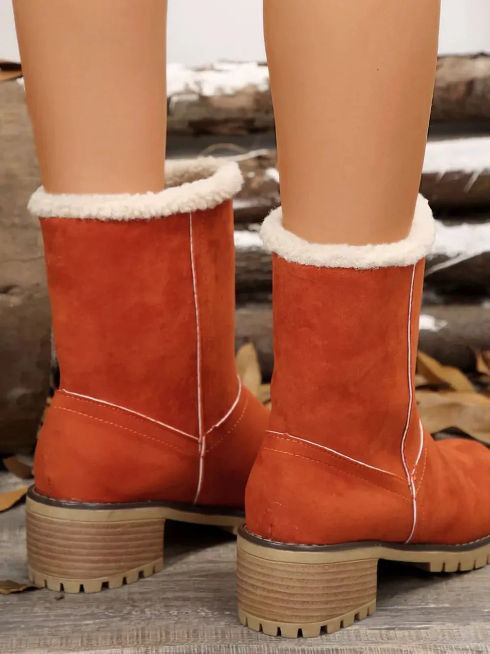 Thermal Fuzzy Block Heel Boots