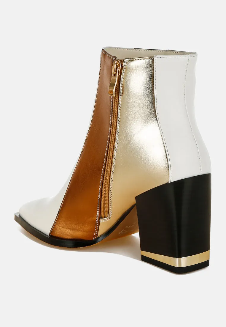 Three Tone Block Heel Boots By RAG