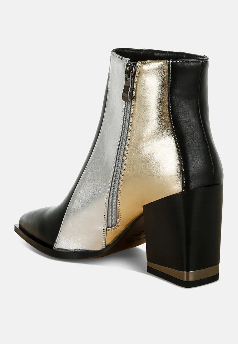 Three Tone Block Heel Boots By RAG