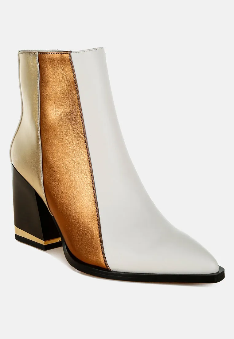 Three Tone Block Heel Boots By RAG