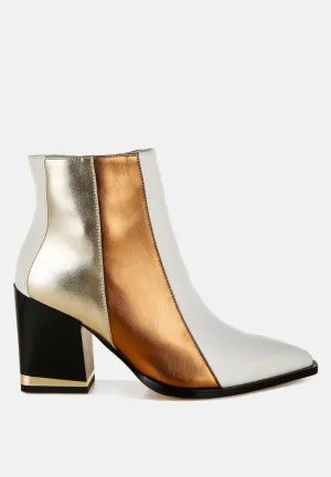 Three Tone Block Heel Boots By RAG