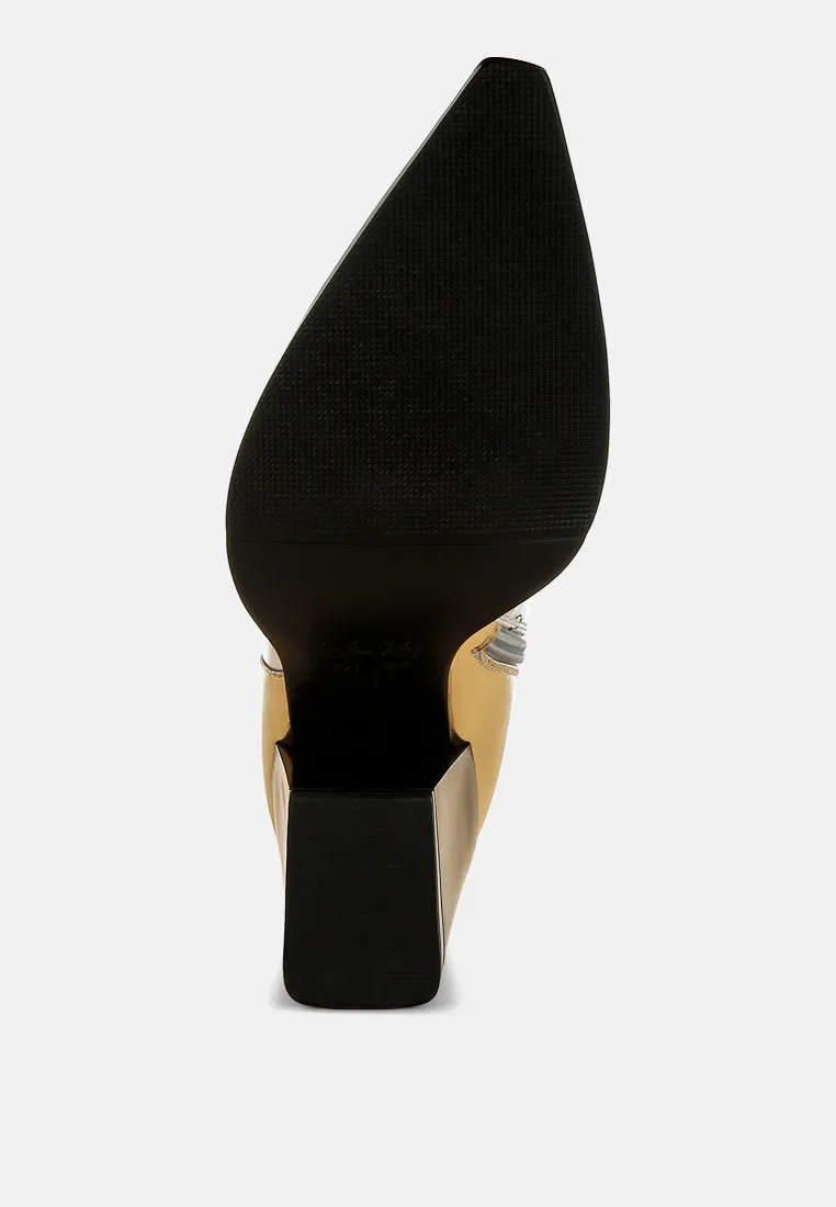 Three Tone Block Heel Boots By RAG