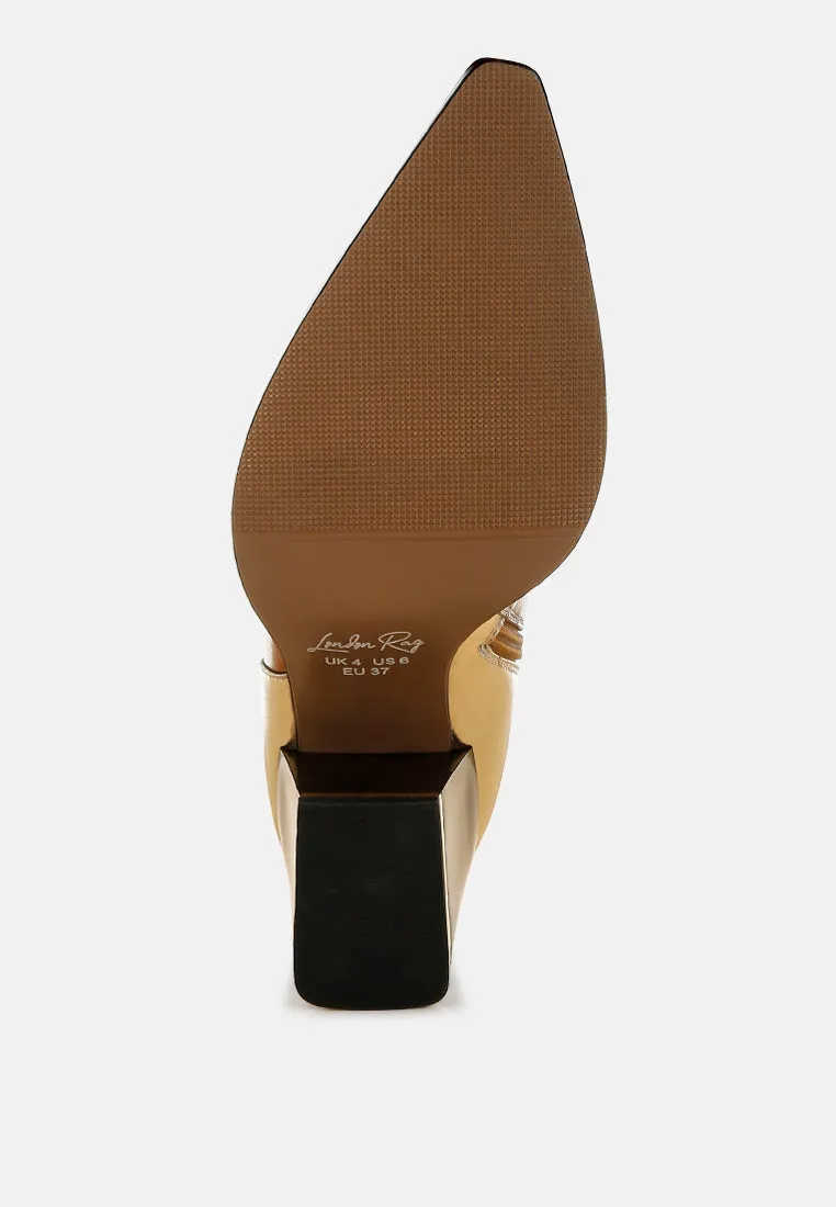 Three Tone Block Heel Boots By RAG